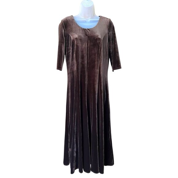 Chadwick's of Boston Brown Velvet Maxi Dress Sz M Fairy Forest Whimsigoth Castle - Picture 1 of 16